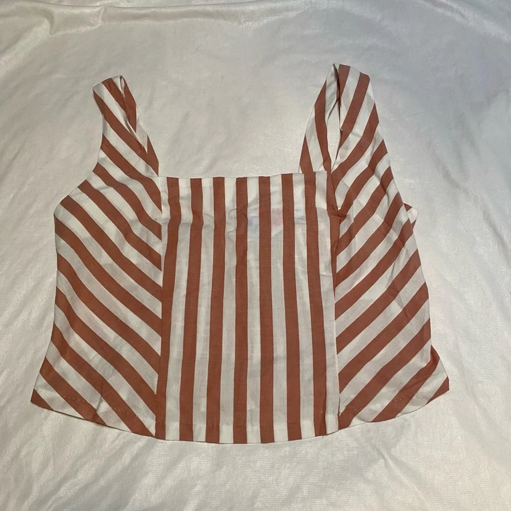 Maurices Brown and White Striped Sleeveless Top